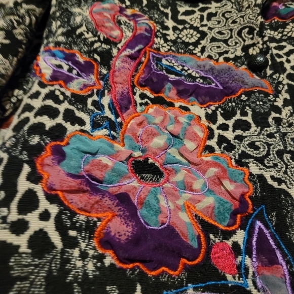 Christopher & Banks Multicolor Patterned Jacket XL Embroidered Abstract Artsy - Picture 2 of 7